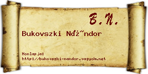 Bukovszki Nándor névjegykártya